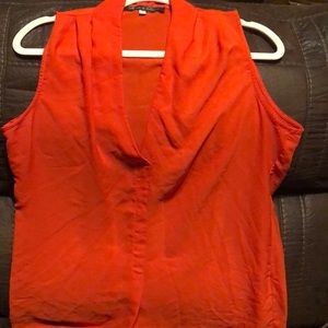 Size large Rose & Olive orange sheer sleeveless shirt.